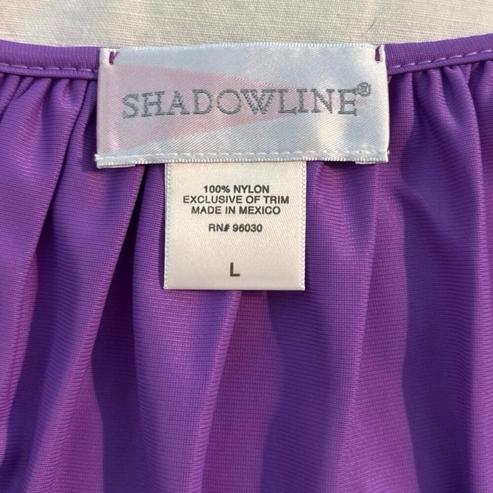 Shadowline Size L Nightgown Full Length Long Sleeves Purple Modest Embroidered - Picture 3 of 4